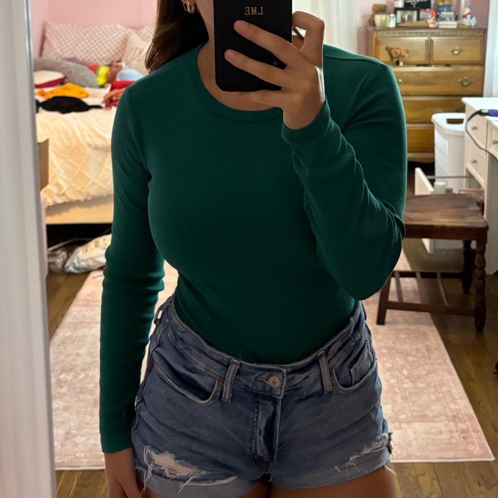Zara Emerald Green Long Sleeve Bodysuit